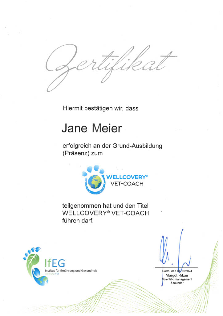 Zertifikat Wellcovery